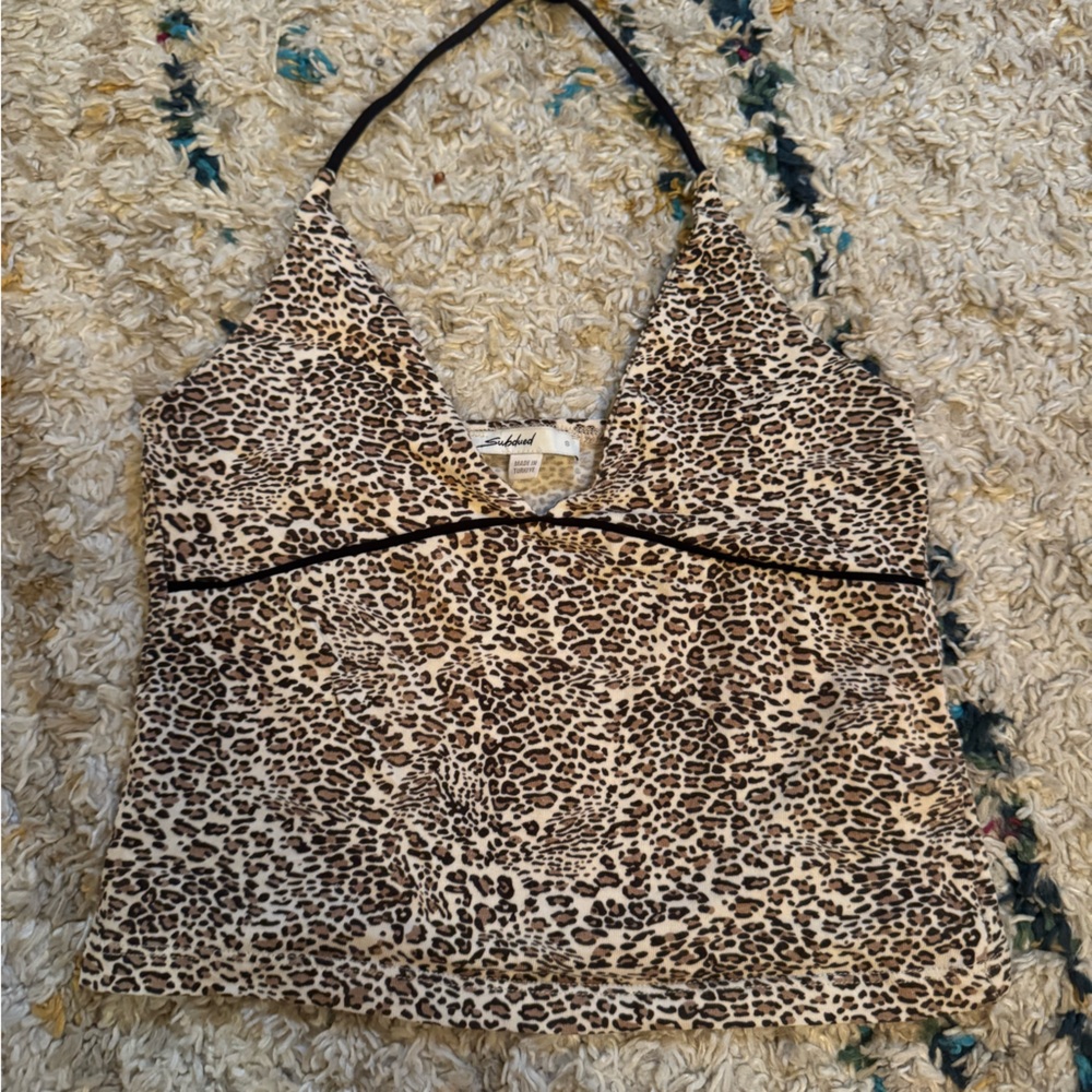 Leopard Print Camisole with Halter Neck